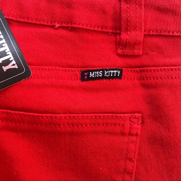 New Miss Kitty couture Red Capri Jeans Size 11 - Picture 4 of 11